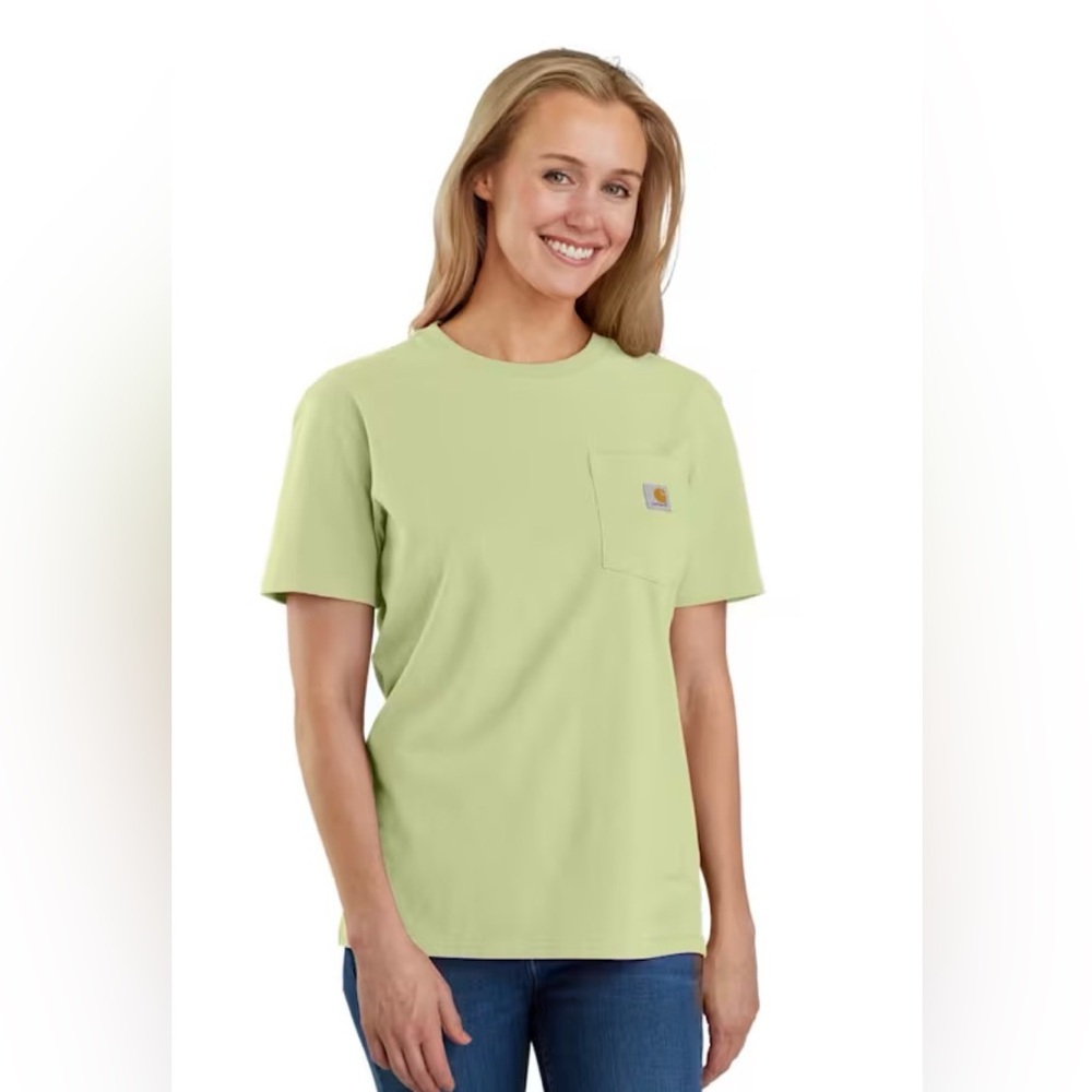Carhart loose fit heavyweight short sleeve pocket shirt with logo lime NWT S